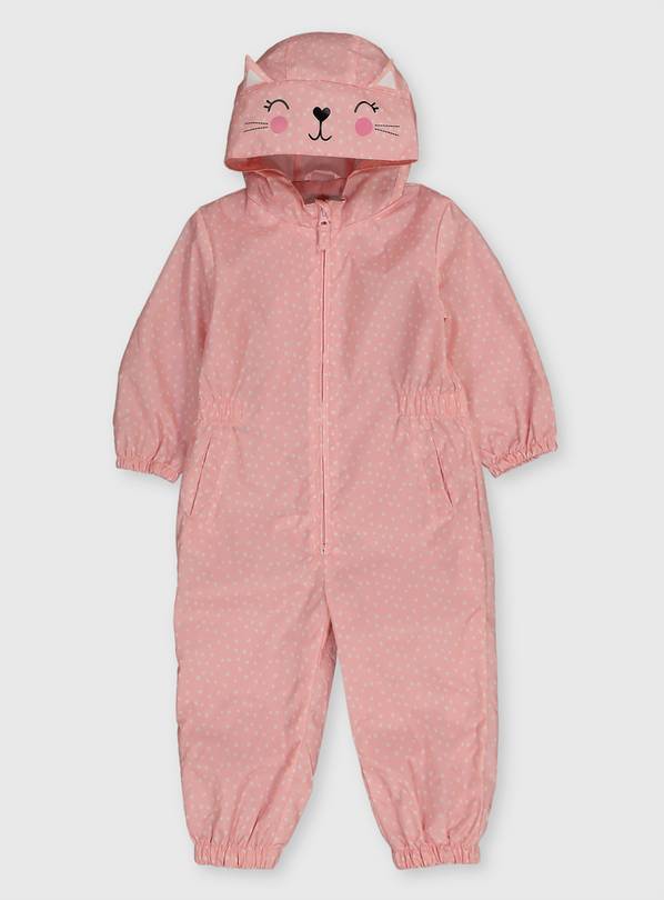 Pink Novelty Cat Puddlesuit - 2-3 years